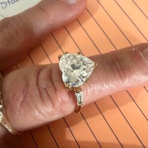 Gold Heart-Shaped Ring with CZ Stone stamped 925